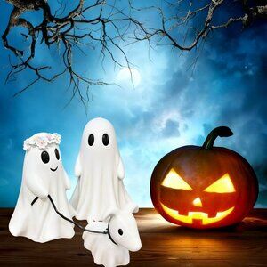 2 PCS Ghost Walking Dog Couple Figurines, Piggy Bank, Halloween Decoration Gift